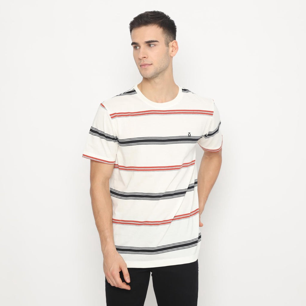 MATSUDA T Shirt Pria Kaos Stripe Motosu Offwhite