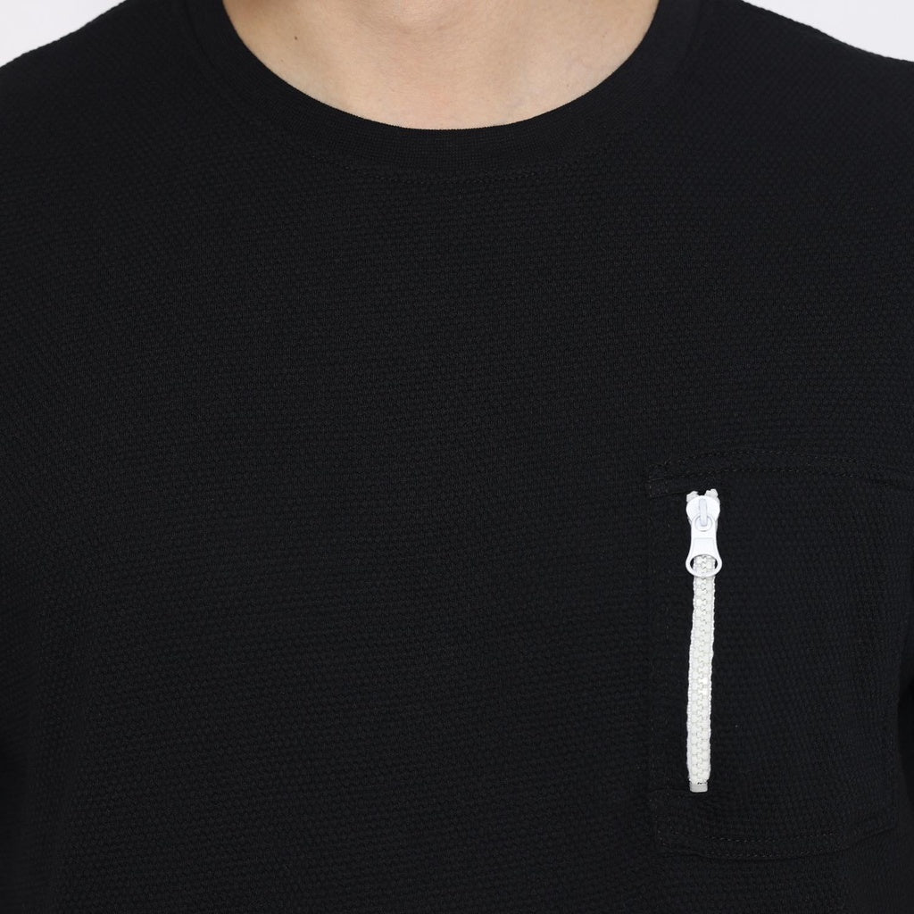 MATSUDA Kaos Polos 24S Texture Honeycomb T Shirt Saku Zipper Koka