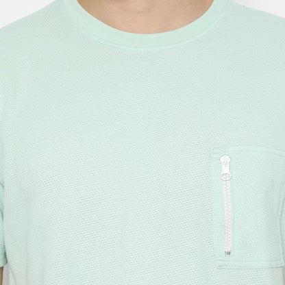 MATSUDA Kaos Polos 24S Texture Honeycomb T Shirt Saku Zipper Koka