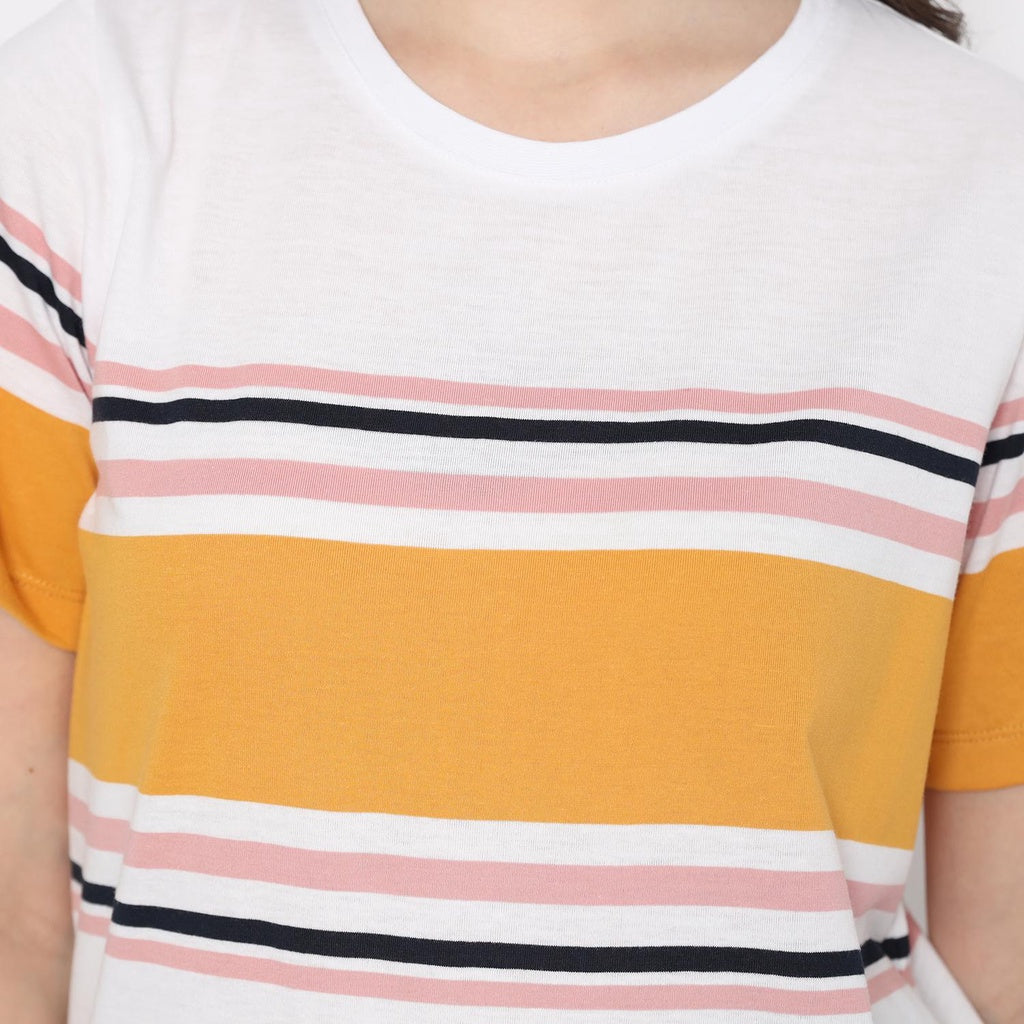 MATSUDA Kaos Wanita T Shirt Stripe Katun Ellis