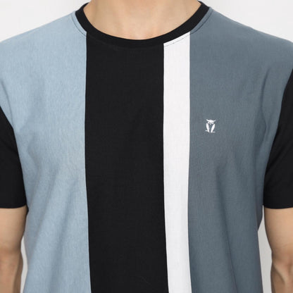 Matsuda T Shirt Pria Kaos Stripe Katun Naha