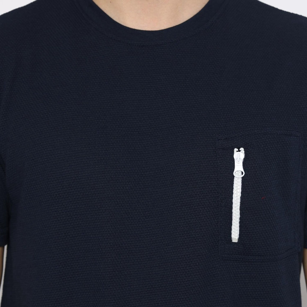 MATSUDA Kaos Polos 24S Texture Honeycomb T Shirt Saku Zipper Koka