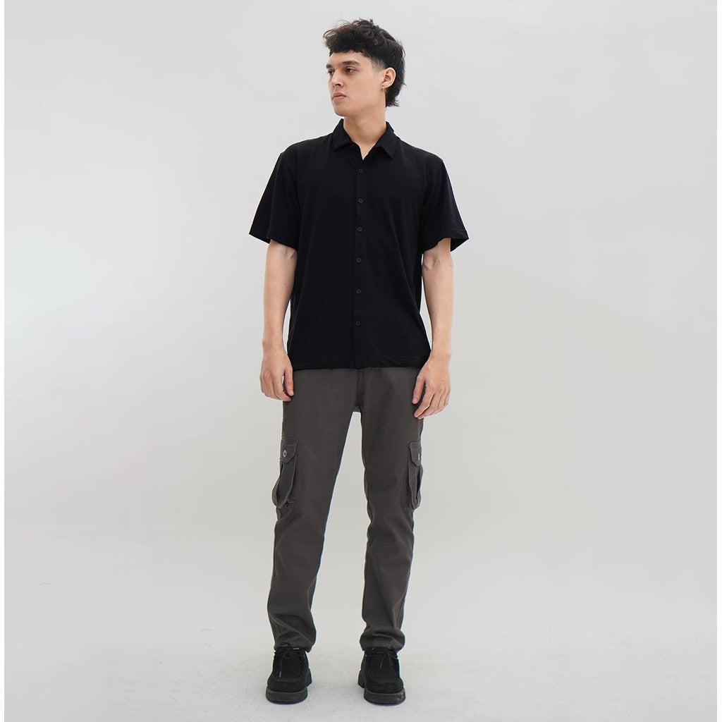 Matsuda Kemeja Pria Polos Lengan pendek Kasual Shiroi