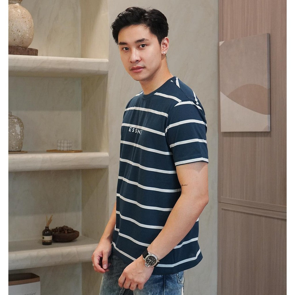Matsuda T Shirt Pria Kaos Stripe Essence Baju Blue Teal