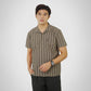 MATSUDA Kemeja Pria Stripe Lengan Pendek Katun Nagahama Cobble Stone