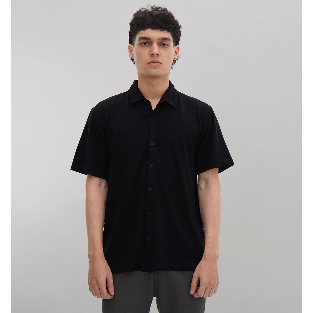 Matsuda Kemeja Pria Polos Lengan pendek Kasual Shiroi