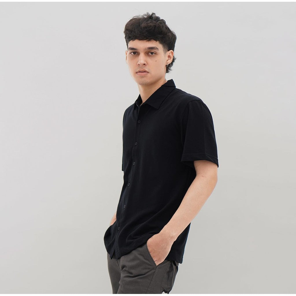 Matsuda Kemeja Pria Polos Lengan pendek Kasual Shiroi