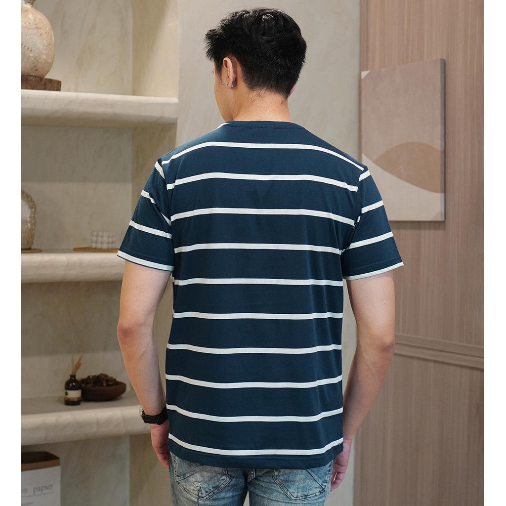 Matsuda T Shirt Pria Kaos Stripe Essence Baju Blue Teal