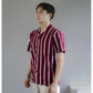 Matsuda Kemeja Pria Stripe Lengan pendek Yamaga Burgundy