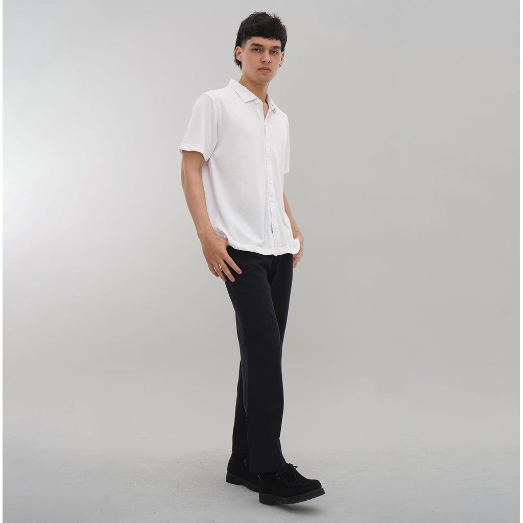 Matsuda Kemeja Pria Polos Lengan pendek Kasual Shiroi