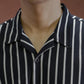 Matsuda Kemeja Pria Stripe Lengan pendek Takasaki Navy White