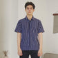 Matsuda Kemeja Pria Stripe Lengan pendek Ojiya Navy White