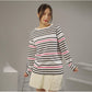 MATSUDA Kaos Wanita Longsleeve Stripe Katun Brita White