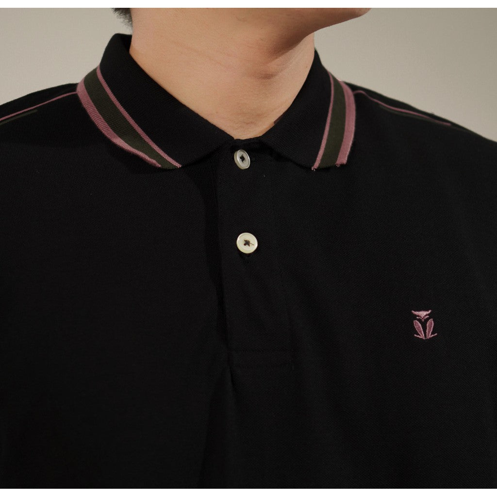 MATSUDA Baju Kaos Polo Shirt Dewasa Pria Kerah Katun Shiogama Black