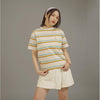 MATSUDA Kaos Wanita T Shirt Stripe Katun Ocha OffWhite