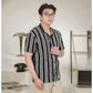 Matsuda Kemeja Pria Stripe Lengan pendek Toride Black-White