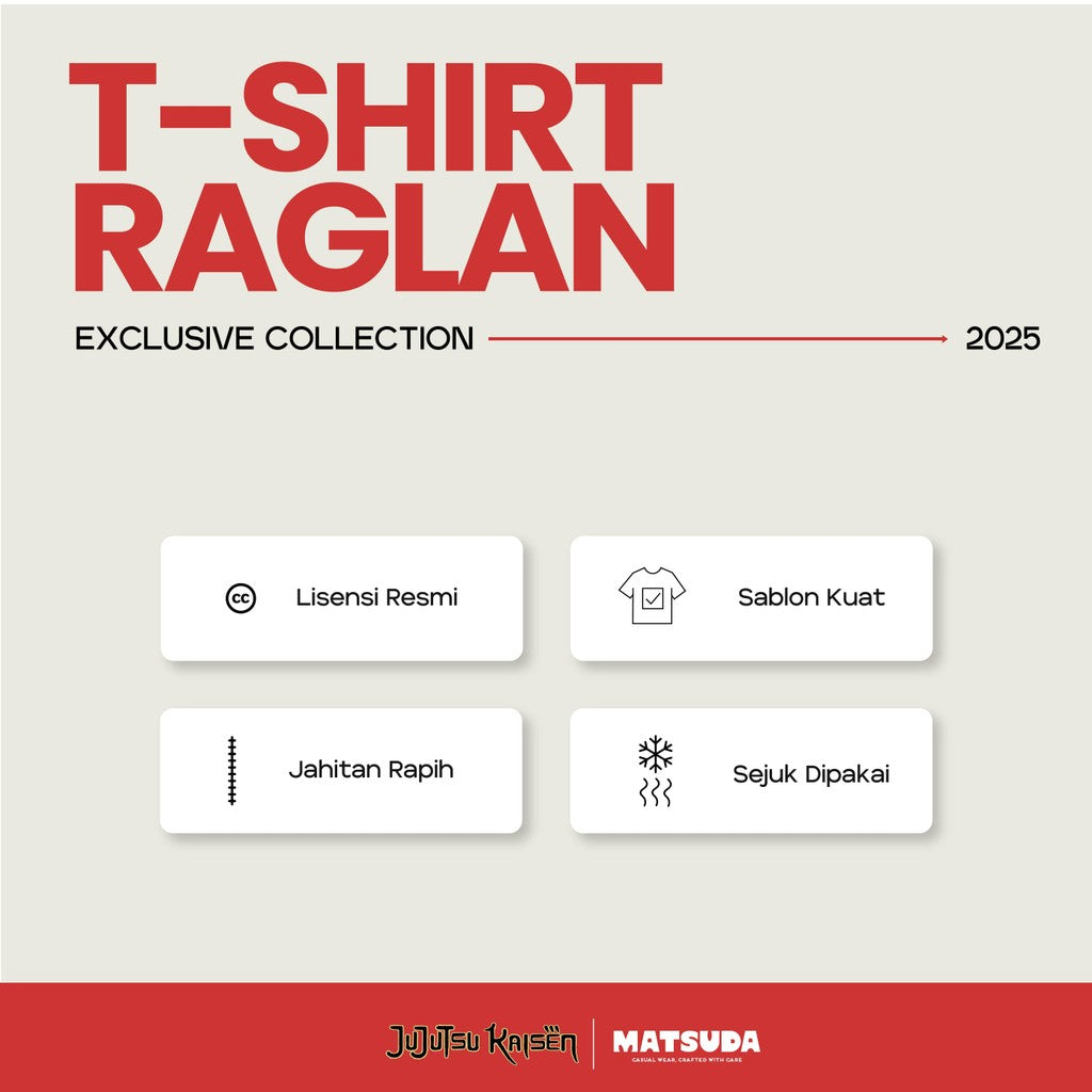 JUJUTSU KAISEN | MATSUDA KAISEN T-shirt Raglan Pria Ichinenzu Black-White