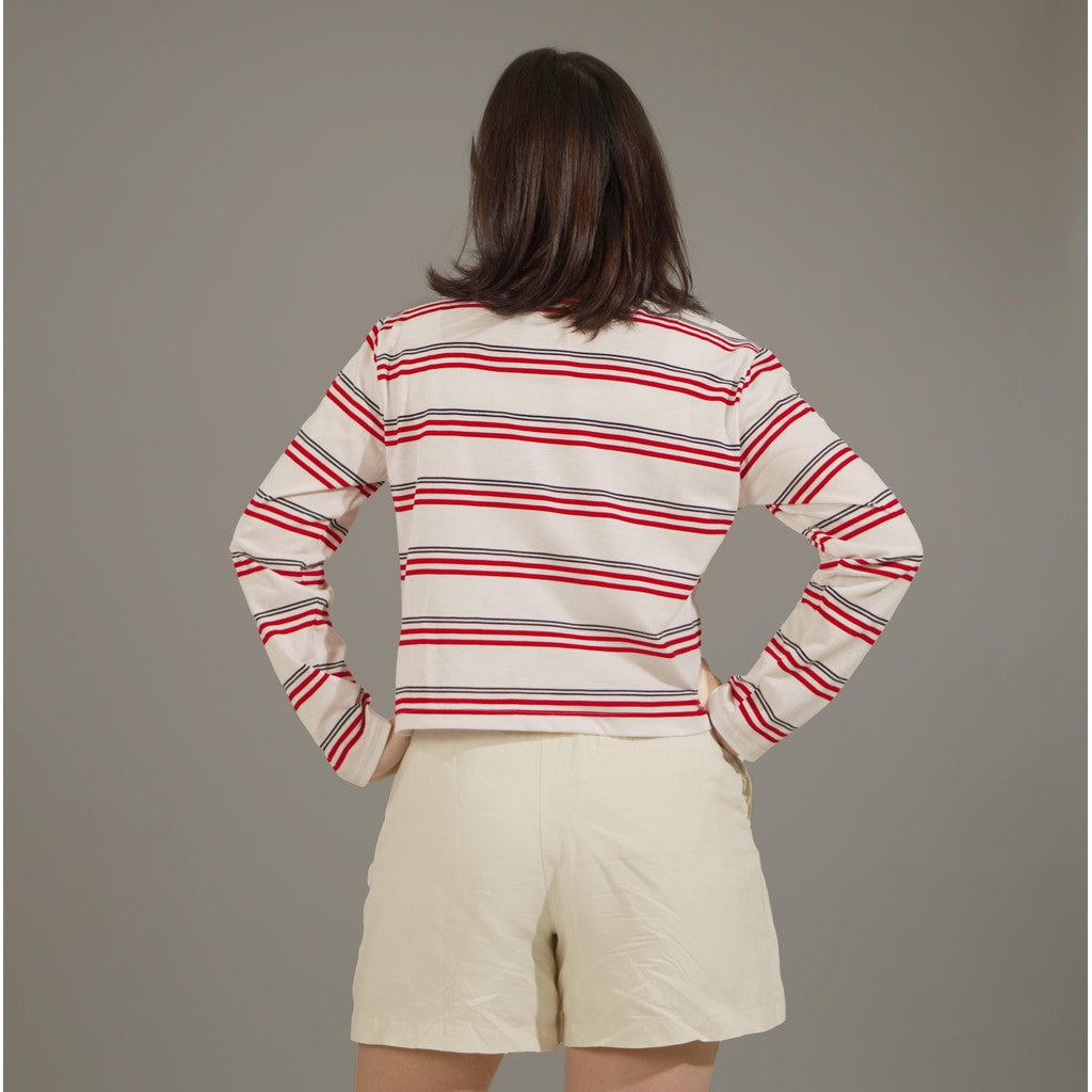 Matsuda Kaos Crop top katun Fujita White