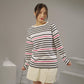 MATSUDA Kaos Wanita Longsleeve Stripe Katun Brita White