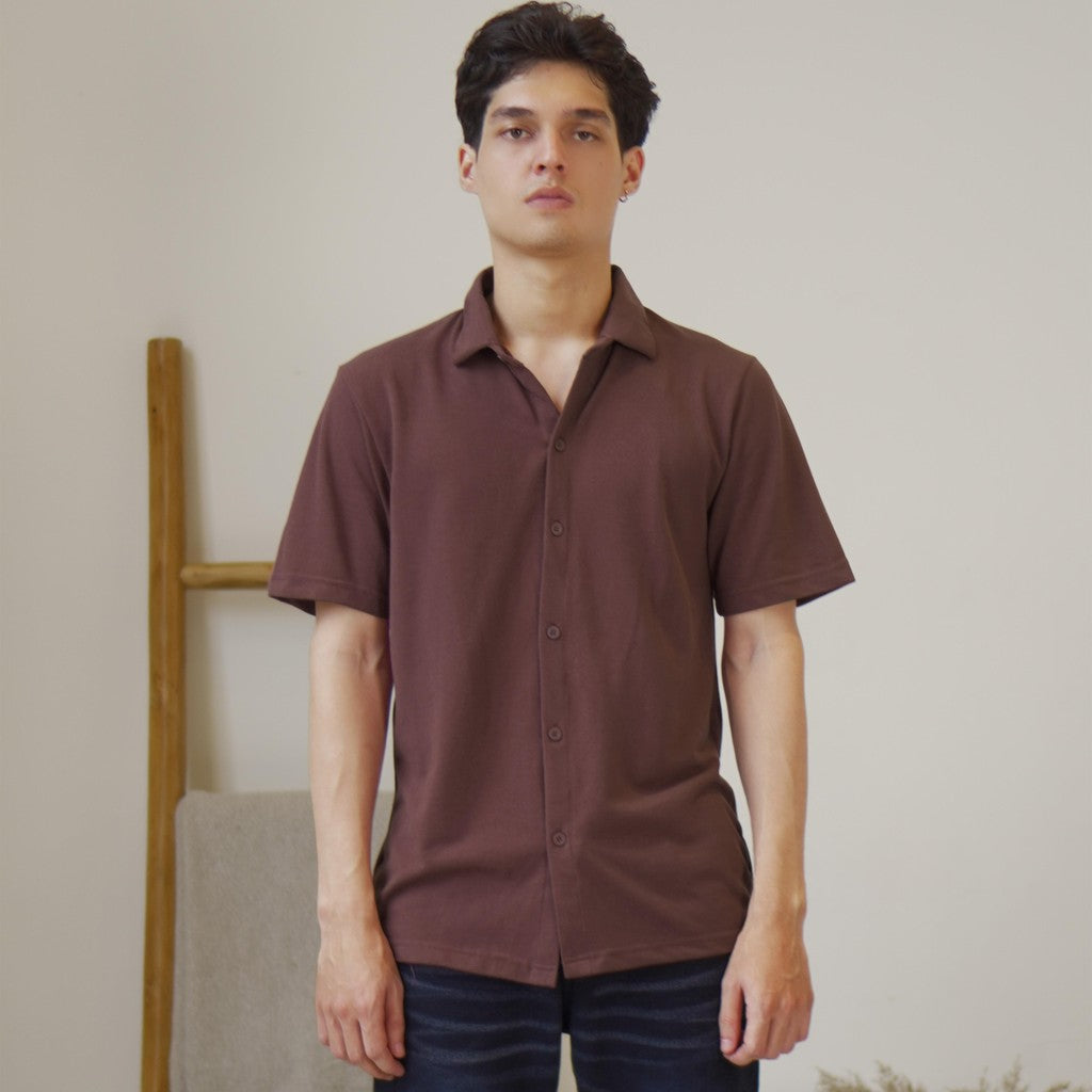 Matsuda Kemeja Pria Polos Lengan pendek Kasual Shiroi Blue Teal