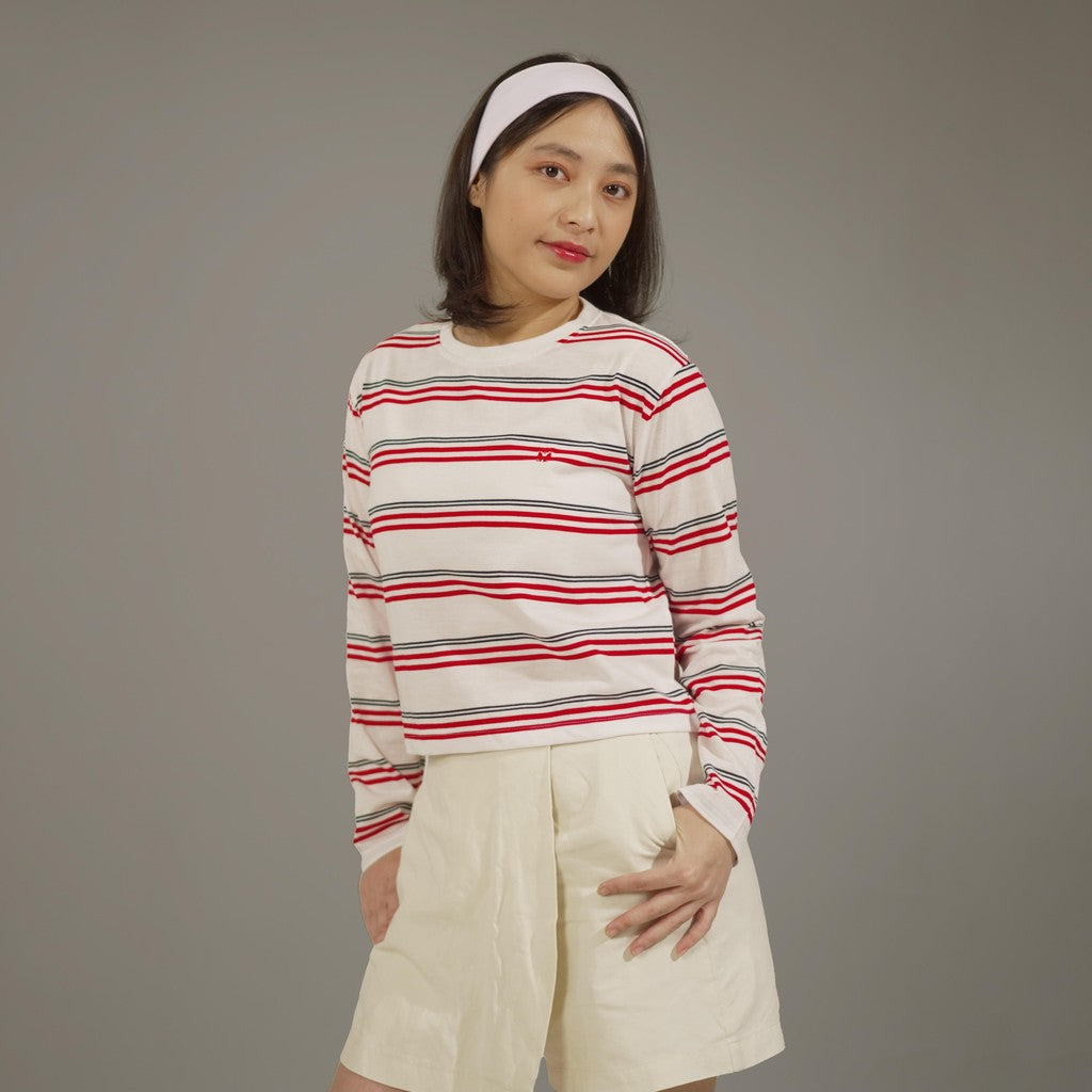 Matsuda Kaos Crop top katun Fujita White