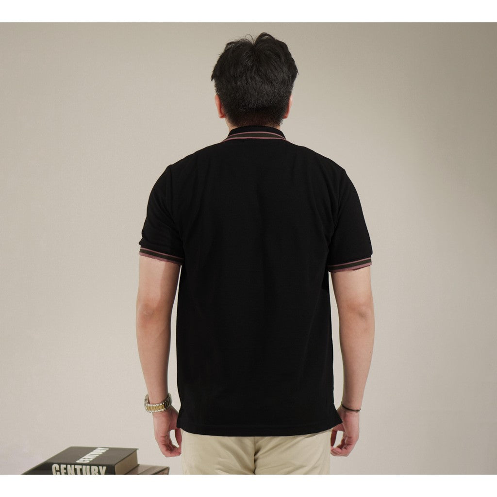 MATSUDA Baju Kaos Polo Shirt Dewasa Pria Kerah Katun Shiogama Black