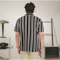 Matsuda Kemeja Pria Stripe Lengan pendek Toride Black-White