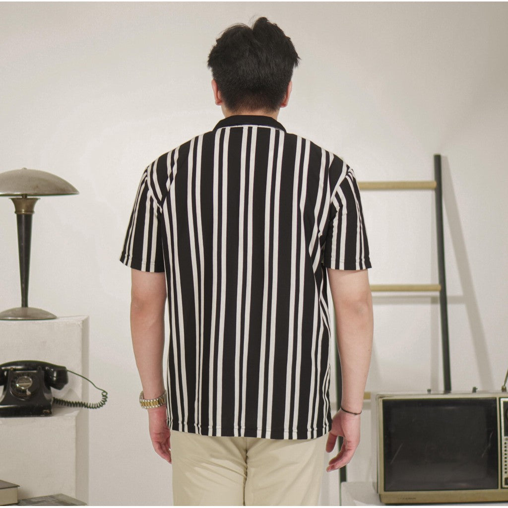 Matsuda Kemeja Pria Stripe Lengan pendek Toride Black-White