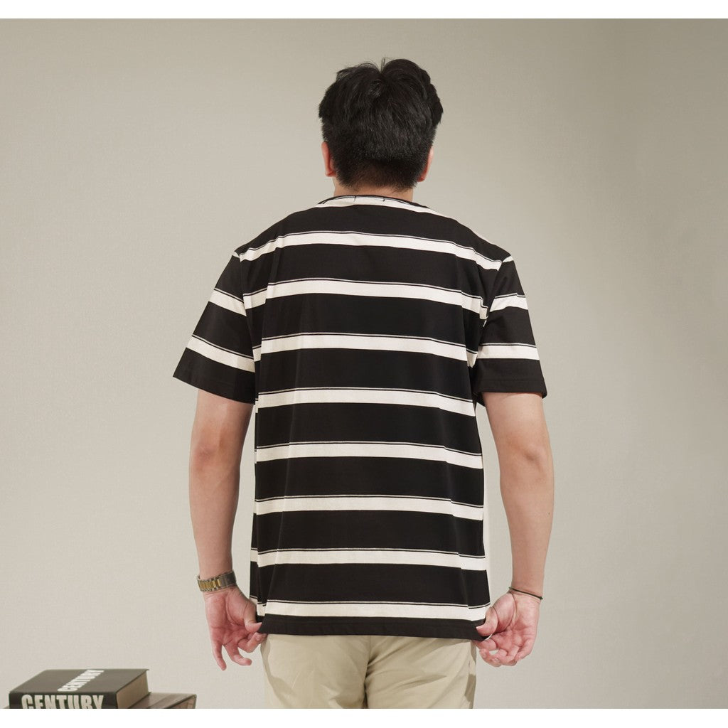 Matsuda T Shirt Pria Kaos Stripe Tamba Oblong Baju Black-White
