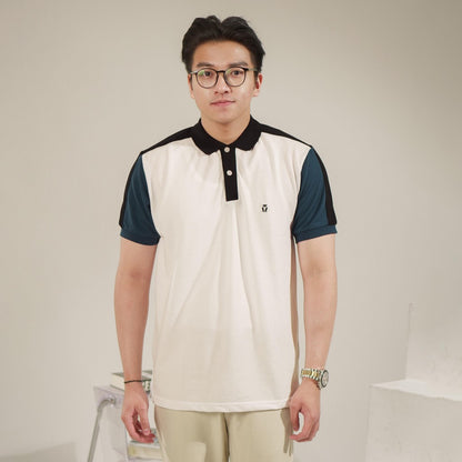 MATSUDA Baju Kaos Polo Shirt Dewasa Stripe Pria Kerah Katun Tomisato White