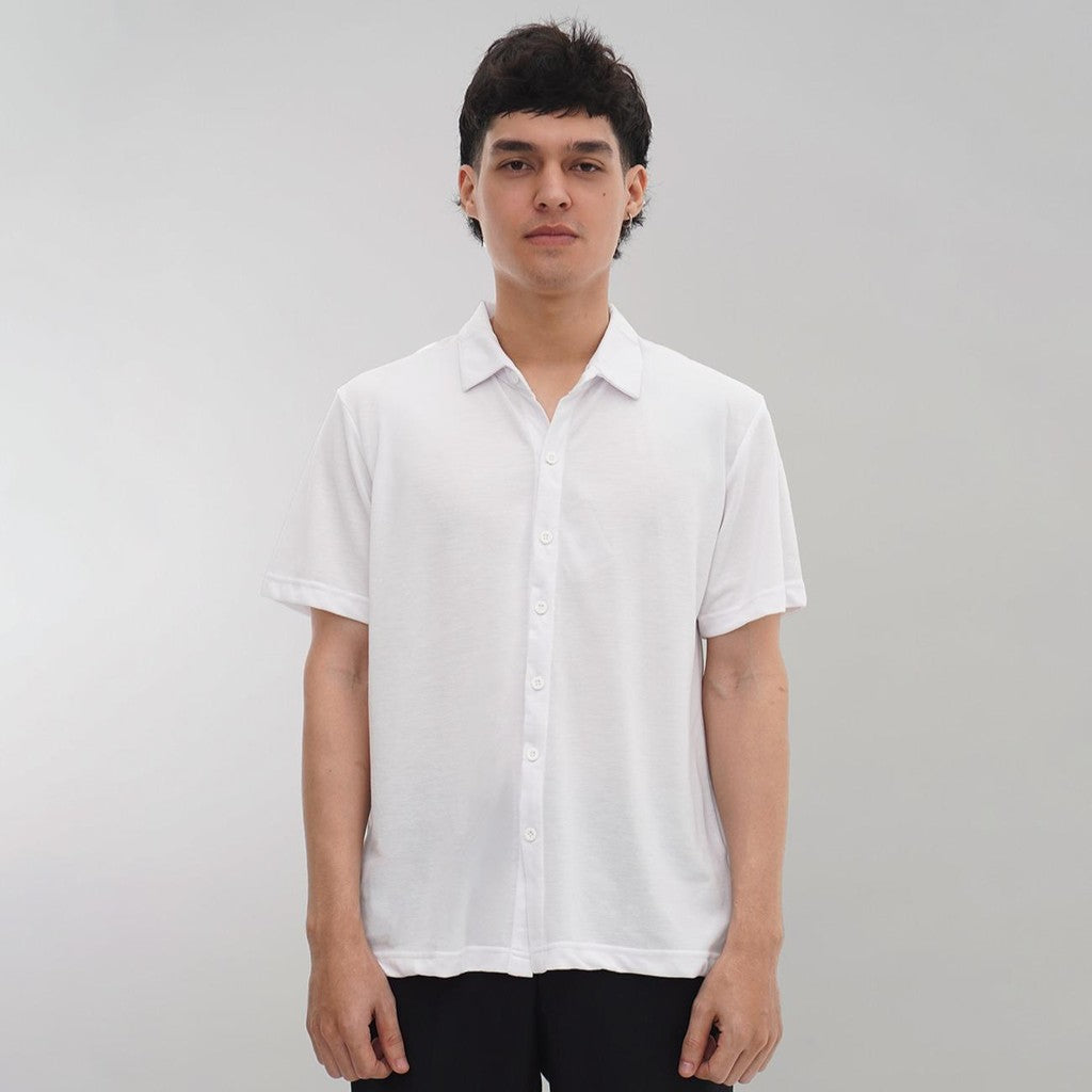 Matsuda Kemeja Pria Polos Lengan pendek Kasual Shiroi Blue Teal