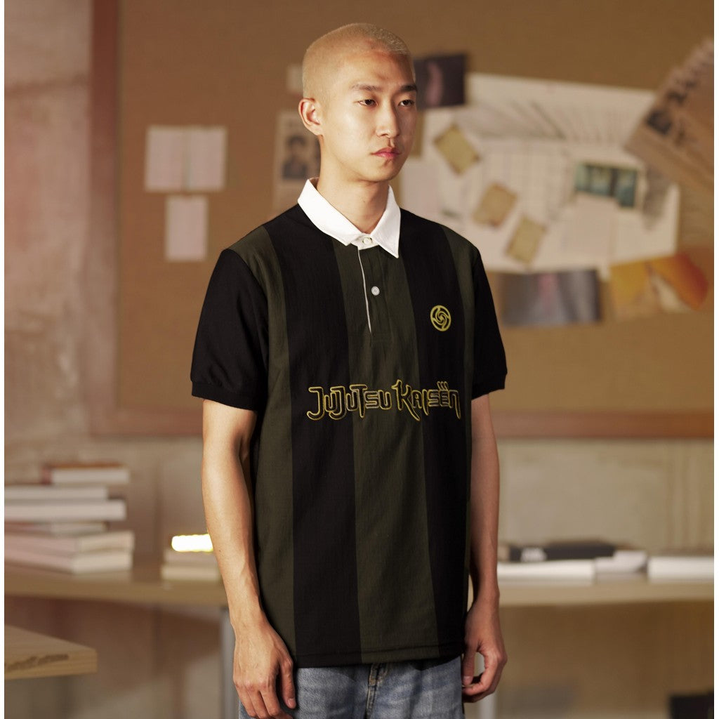 JUJUTSU KAISEN | MATSUDA Polo Shirt Striped Pria Kossen Black-olive