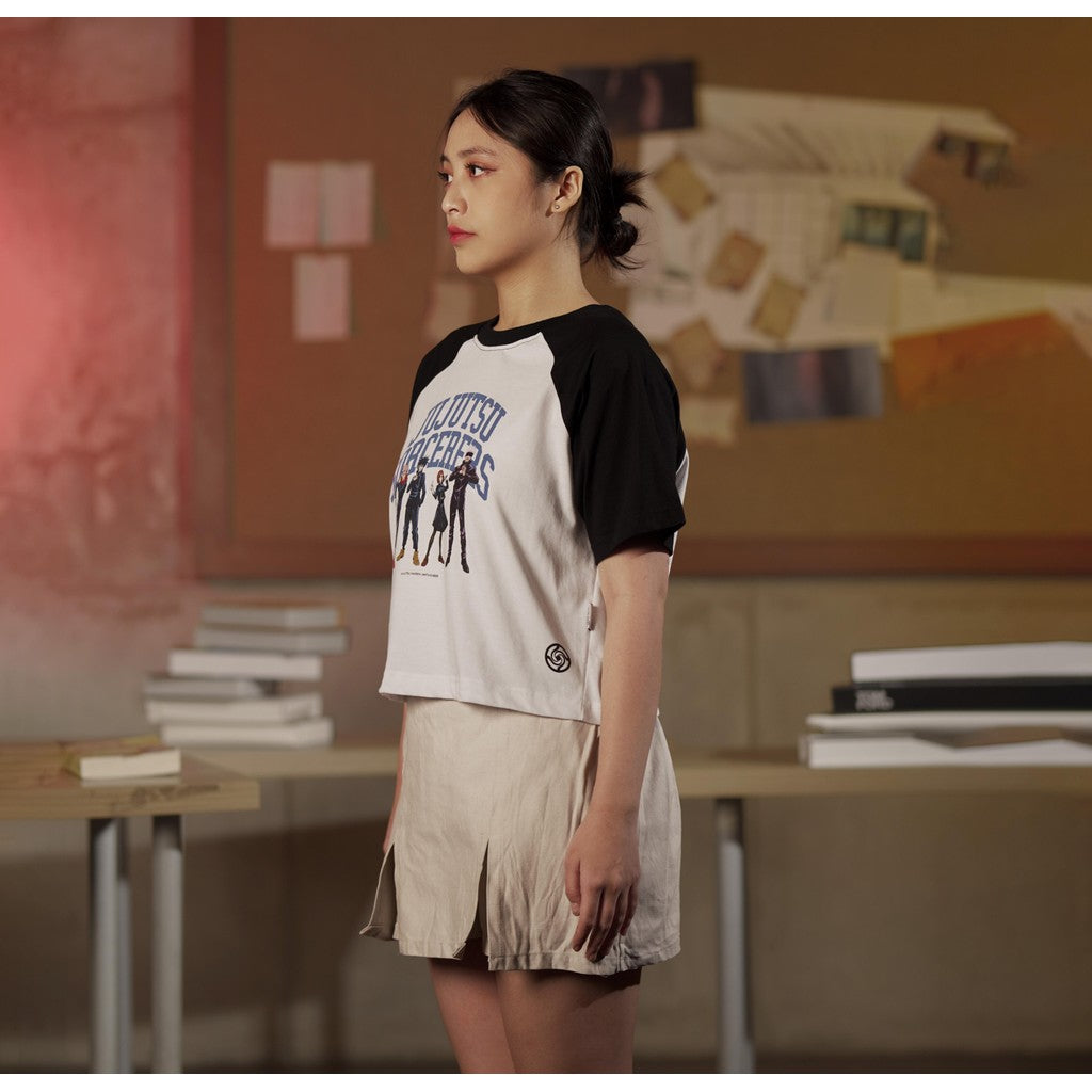 JUJUTSU KAISEN | MATSUDA KAISEN T-shirt Crop top Raglan Wanita Itsuzai  Black-White