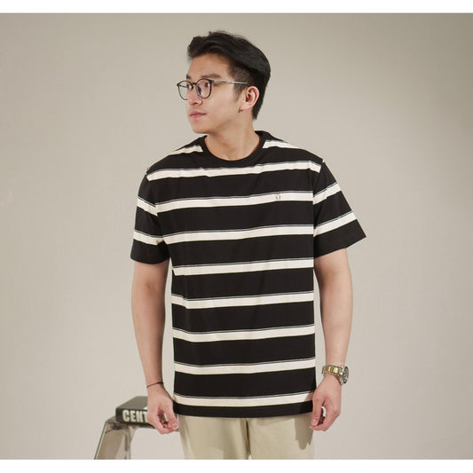 Matsuda T Shirt Pria Kaos Stripe Tamba Oblong Baju Black-White