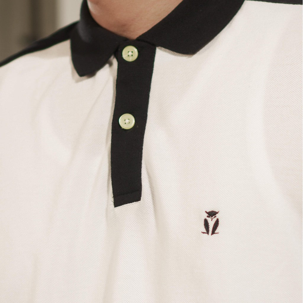 MATSUDA Baju Kaos Polo Shirt Dewasa Stripe Pria Kerah Katun Tomisato White