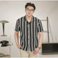 Matsuda Kemeja Pria Stripe Lengan pendek Toride Black-White