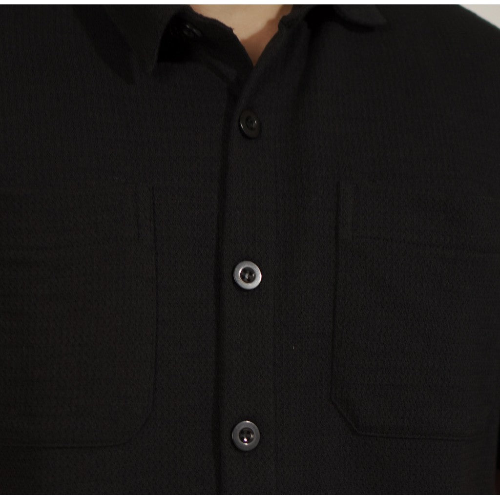 Matsuda Kemeja Outer Pria Lengan pendek Kasual Sayama Black