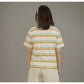 MATSUDA Kaos Wanita T Shirt Stripe Katun Ocha OffWhite