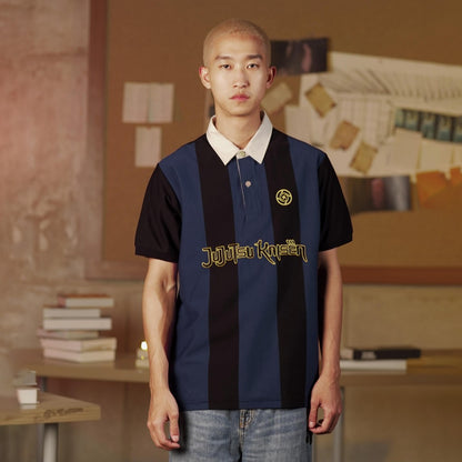 JUJUTSU KAISEN | MATSUDA Polo Shirt Stripe Pria Kossen Black-Blue