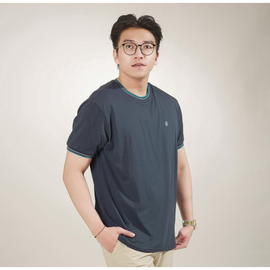 MATSUDA Kaos Pria T shirt Soja Katun Adem T-Shirt  Simple Indigo