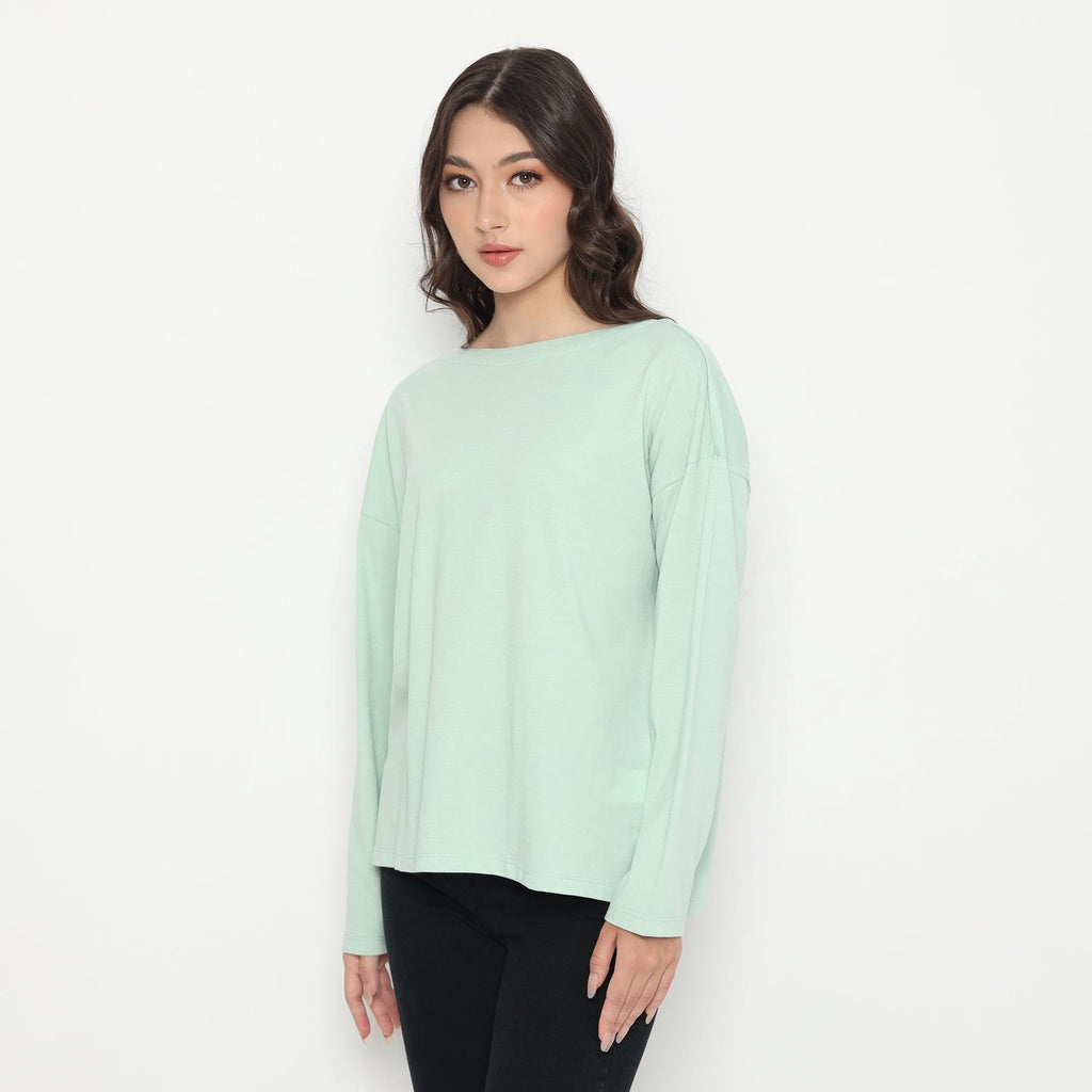 Matsuda Kaos Polos Wanita Lengan Panjang T Shirt Olive