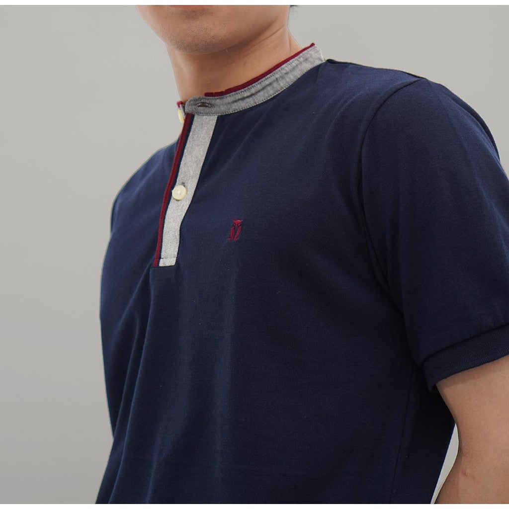 MATSUDA Kaos Pria Katun Kragh Shanghai Lengan Pendek Taketa Navy