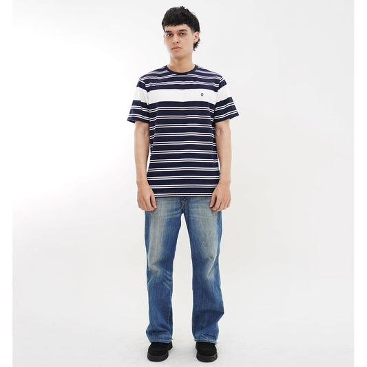 Matsuda T Shirt Pria Kaos Stripe Odate Navy