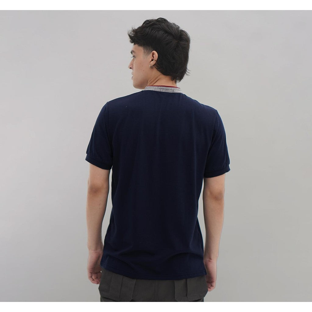 MATSUDA Kaos Pria Katun Kragh Shanghai Lengan Pendek Taketa Navy
