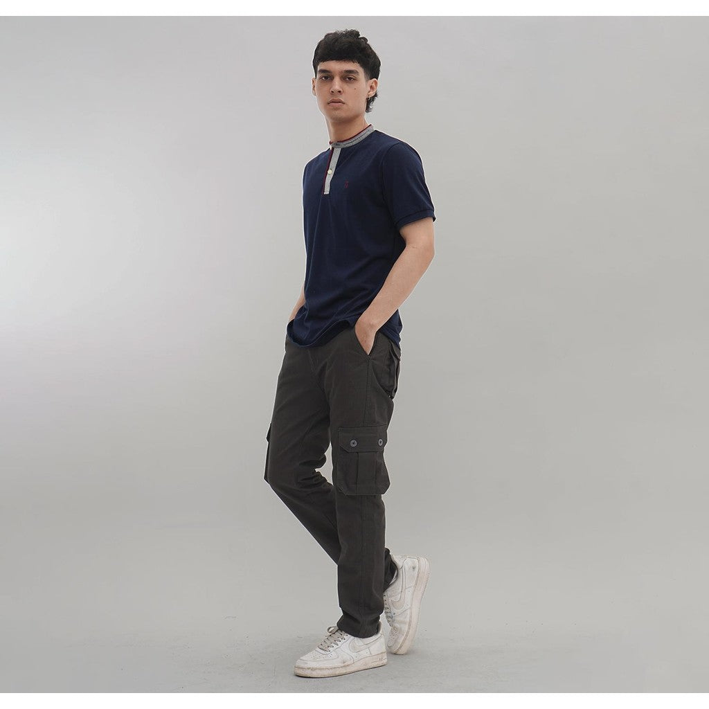 MATSUDA Kaos Pria Katun Kragh Shanghai Lengan Pendek Taketa Navy