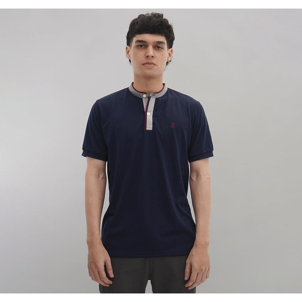 MATSUDA Kaos Pria Katun Kragh Shanghai Lengan Pendek Taketa Navy