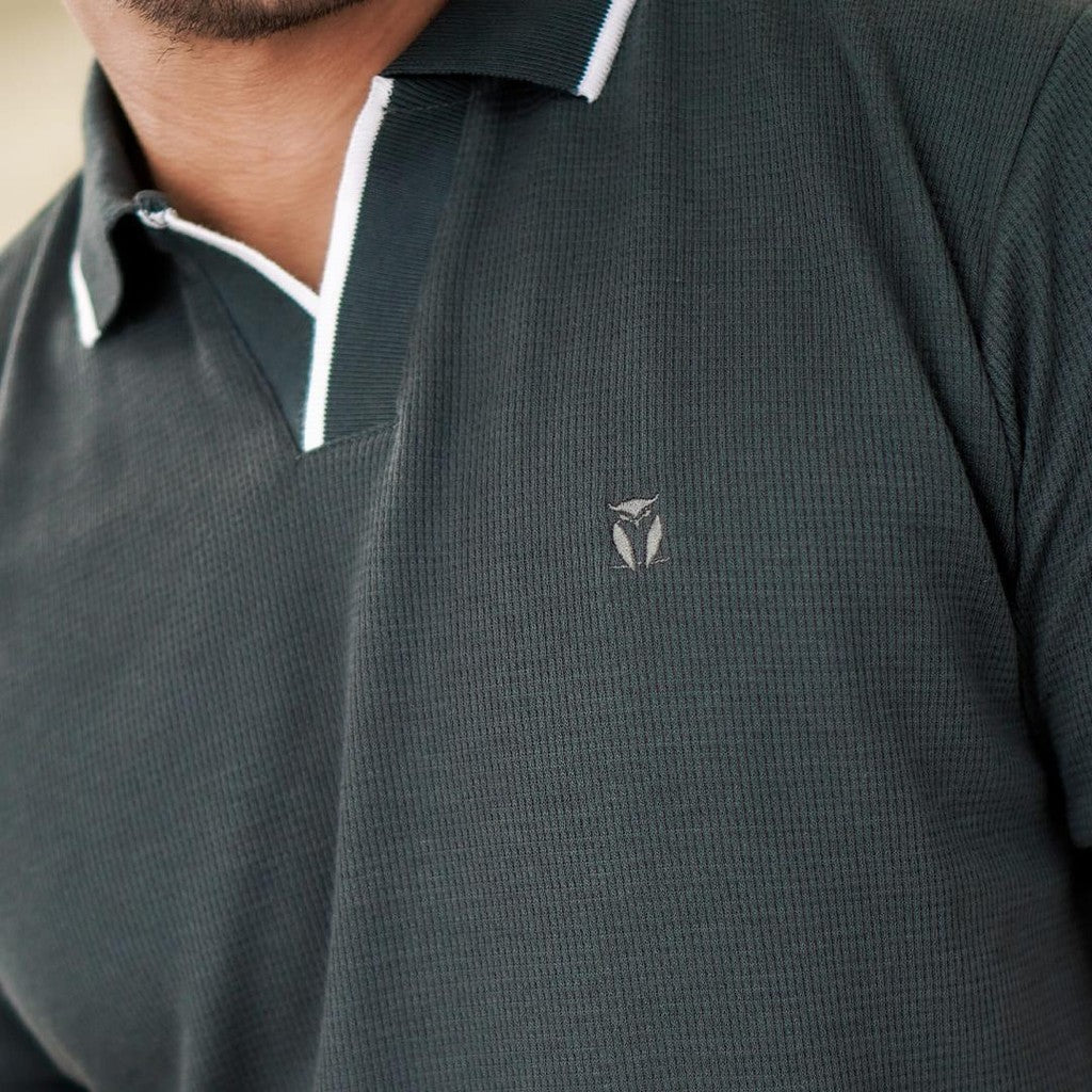 MATSUDA Kaos Polo Pria Waffel Kerah Otsuki