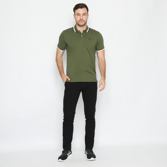 MATSUDA Kaos Polo Shirt Polos Pria Dewasa Baju Lengan Pendek Kerah Katun Aioi Hijau Olive