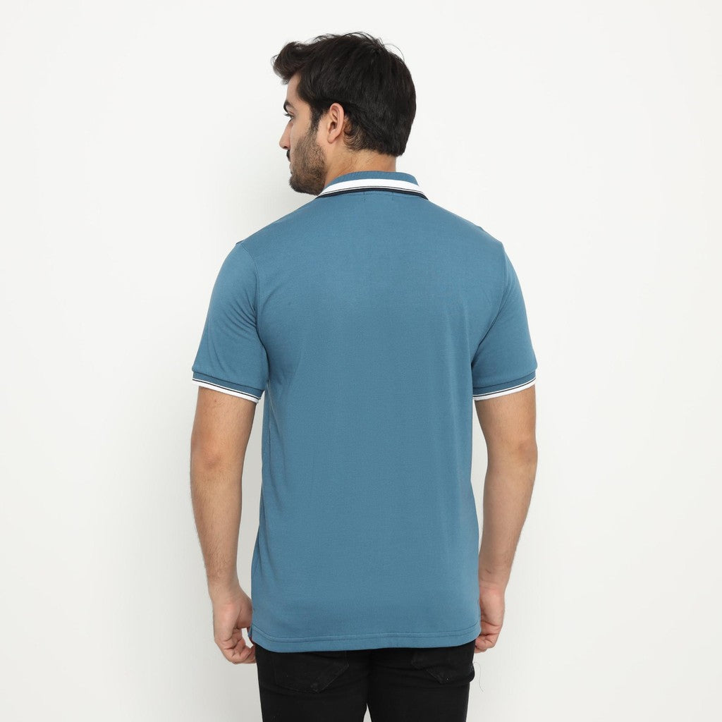 MATSUDA Kaos Polo Shirt Polos Pria Dewasa Baju Lengan Pendek Kerah Katun Aioi Biru Steel Blue