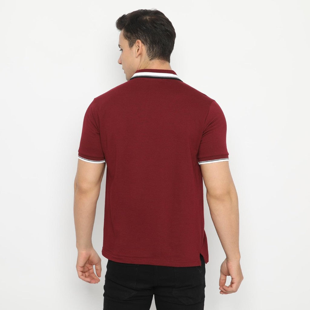MATSUDA Kaos Polo Shirt Polos Pria Dewasa Baju Lengan Pendek Kerah Katun Aioi Maroon Burgundy